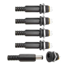 10Pcs (5Pair) 12V 3A 5.5x2.1mm DC Power Male Plugs Connector DC Power Socket Female Jack Screw Nut Panel Mount Adapter 5.5*2.1mm
