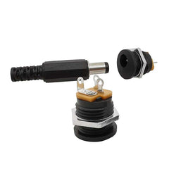 10Pcs (5Pair) 12V 3A 5.5x2.1mm DC Power Male Plugs Connector DC Power Socket Female Jack Screw Nut Panel Mount Adapter 5.5*2.1mm