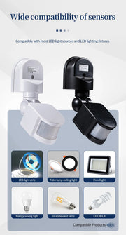 Motion Sensor 220V 110V 12V Automatic Infrared PIR Movement Detector 180° Rotating Outdoor Light Switch Human Presence Sensor