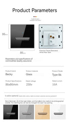 LumiTouch™ Glass Panel Smart Wall Switch & USB Socket