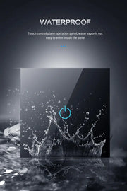 Waterproof BONDA™ Smart WiFi Touch Switch with touch control panel, resistant to water vapor, sleek design.