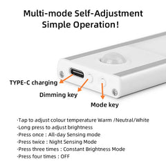 Motion Sensor LED Cabinet Lamp Wireless Dimmable LED Night Light Rechargeable Lamp for Kitchen Wardrobe Aisle Closet Tube Light