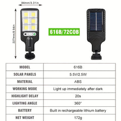 Solar Outdoor Led Courtyard Wall Lamp With 3 Mode Waterproof Motion Sensor Security Lighting Street Lights for Garden Patio Path
