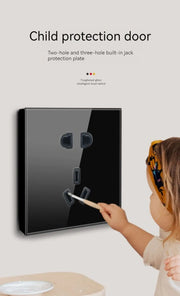LumiTouch™ Glass Panel Smart Wall Switch & USB Socket