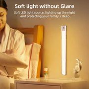 Motion Sensor Cabinet Lights Dimmable LED Night Light Wireless USB Rechargeable Led Tube Light for Wardrobe 3Colors Night Lamp