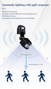 Motion Sensor 220V 110V 12V Automatic Infrared PIR Movement Detector 180° Rotating Outdoor Light Switch Human Presence Sensor